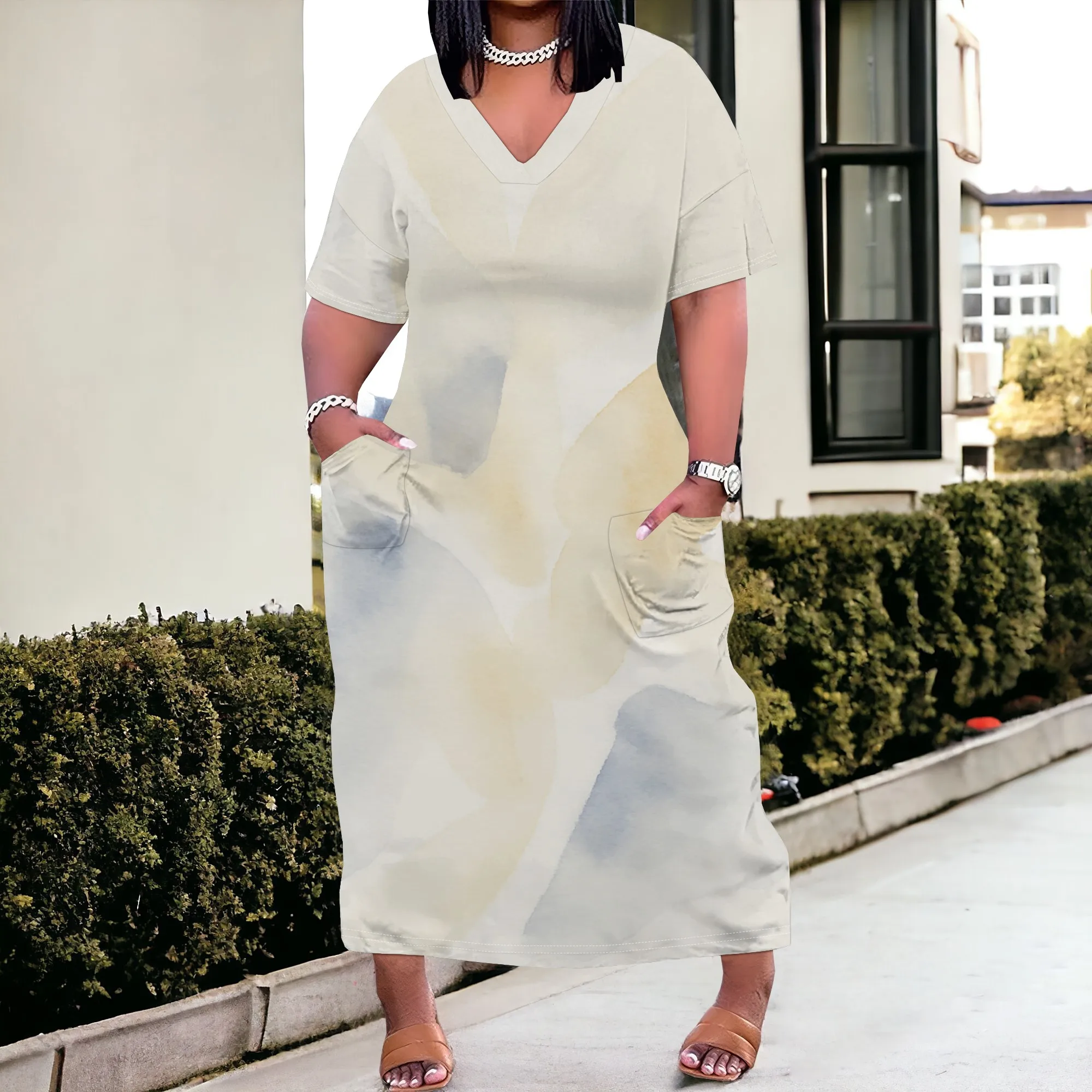 Plus Size Minimalist Kaftan Dress for Women XL-6XL Soft Tie-Dye Loose Maxi Dress with Pockets Casual Neutral Summer Look
Plus Size Minimalist Kaftan Dress for Women XL-6XL Soft Tie-Dye Loose Maxi Dress with Pockets Casual Neutral Summer Look