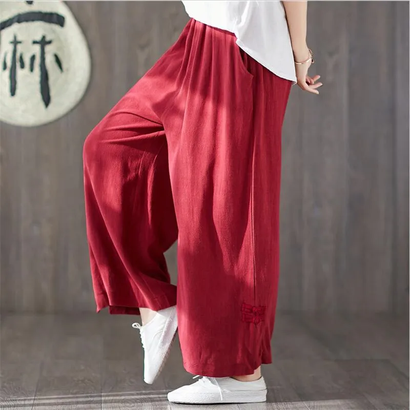 Hot sale Women Cotton Linen Pants Summer Autumn Straight Pants Elastic Waist Button Solid Trousers Chinese style plus size pants
Hot sale Women Cotton Linen Pants Summer Autumn Straight Pants Elastic Waist Button Solid Trousers Chinese style plus size pants