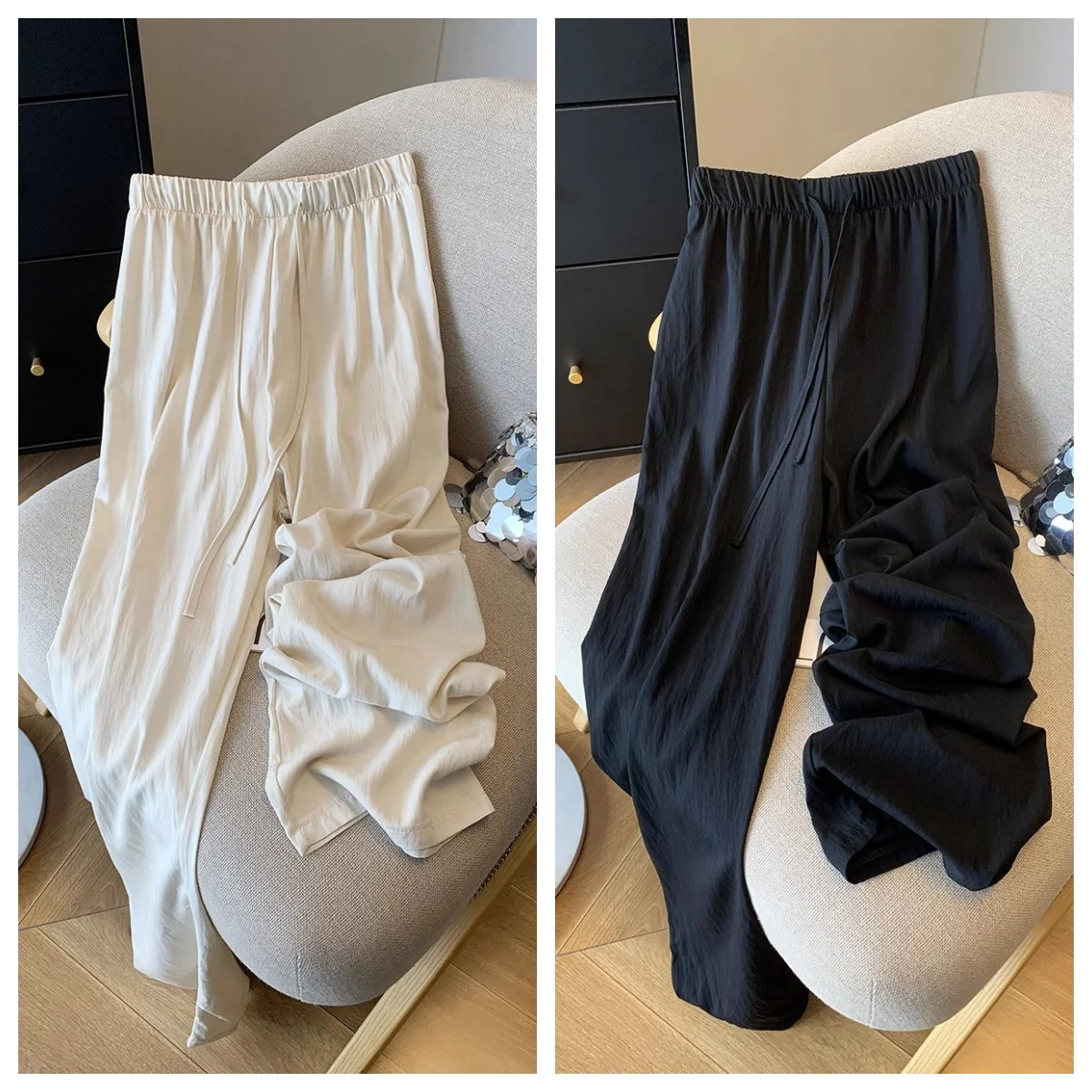White Ice Silk Wide Leg Pants Women's Summer Thin Loose High Waist Qui Dry Straight Casual Sports Sun Protection Trousers
White Ice Silk Wide Leg Pants Women's Summer Thin Loose High Waist Qui Dry Straight Casual Sports Sun Protection Trousers