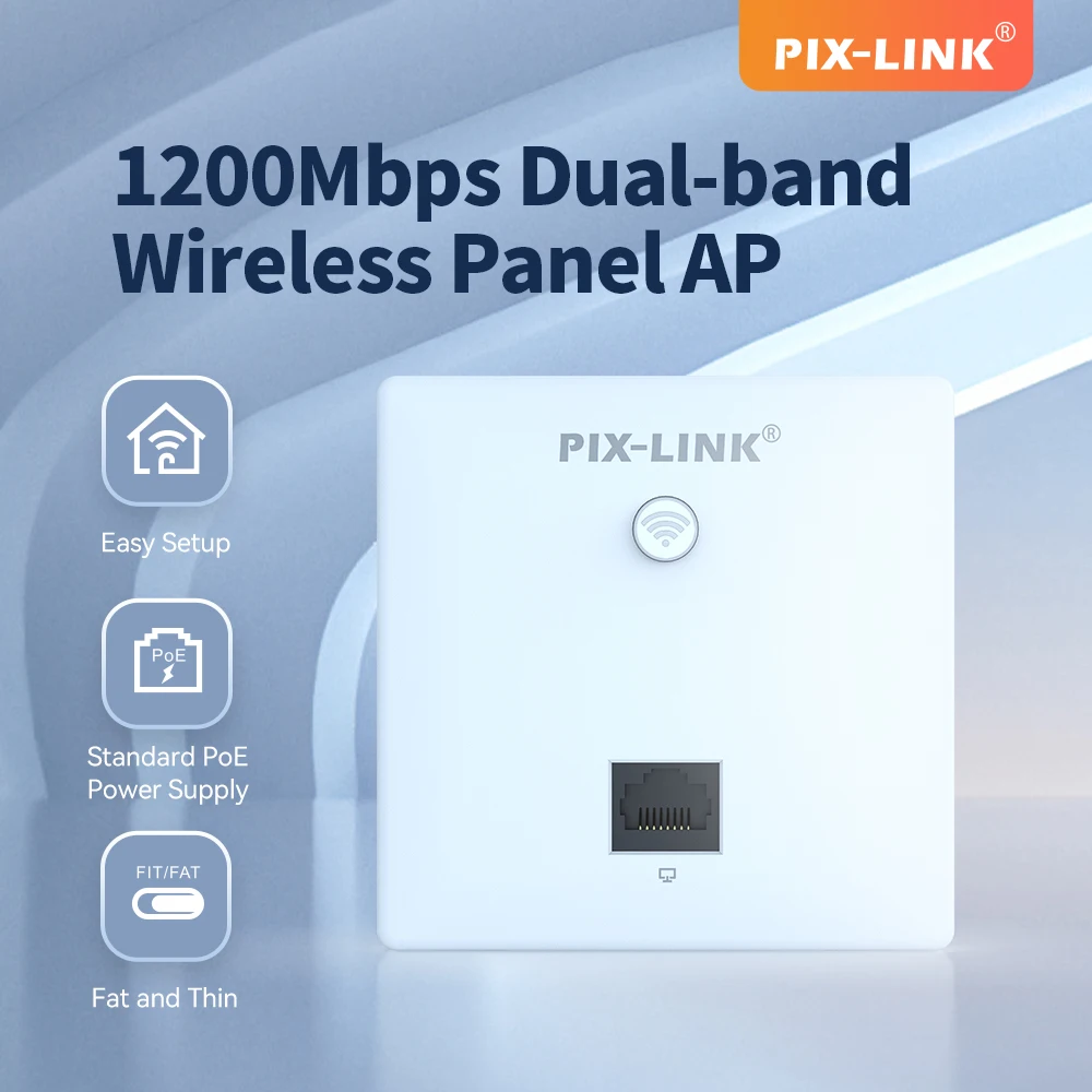 PIXLINK 1200 Мбит/с двухдиапазонная беспроводная панельная точка доступа 2,4 ГГц/5 ГГц для настенного монтажа, с питанием PoE, режим FIT/FAT, корпоративный Wi-Fi для дома/офиса
PIXLINK 1200 Мбит/с двухдиапазонная беспроводная панельная точка доступа 2,4 ГГц/5 ГГц для настенного монтажа, с питанием PoE, режим FIT/FAT, корпоративный Wi-Fi для дома/офиса