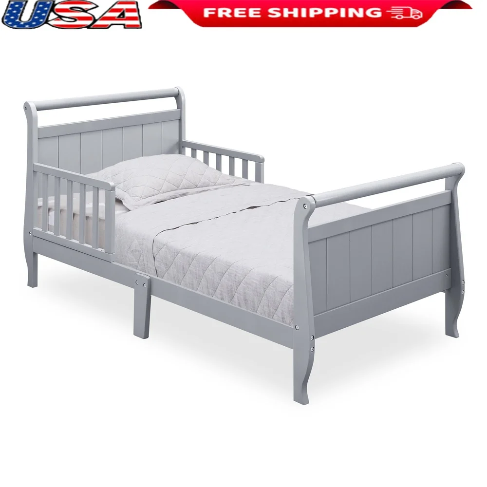 Wood Sleigh Toddler Bed Greenguard Gold Certified Safe Low Profile Design with Guardrails Easy Access and Security
Wood Sleigh Toddler Bed Greenguard Gold Certified Safe Low Profile Design with Guardrails Easy Access and Security