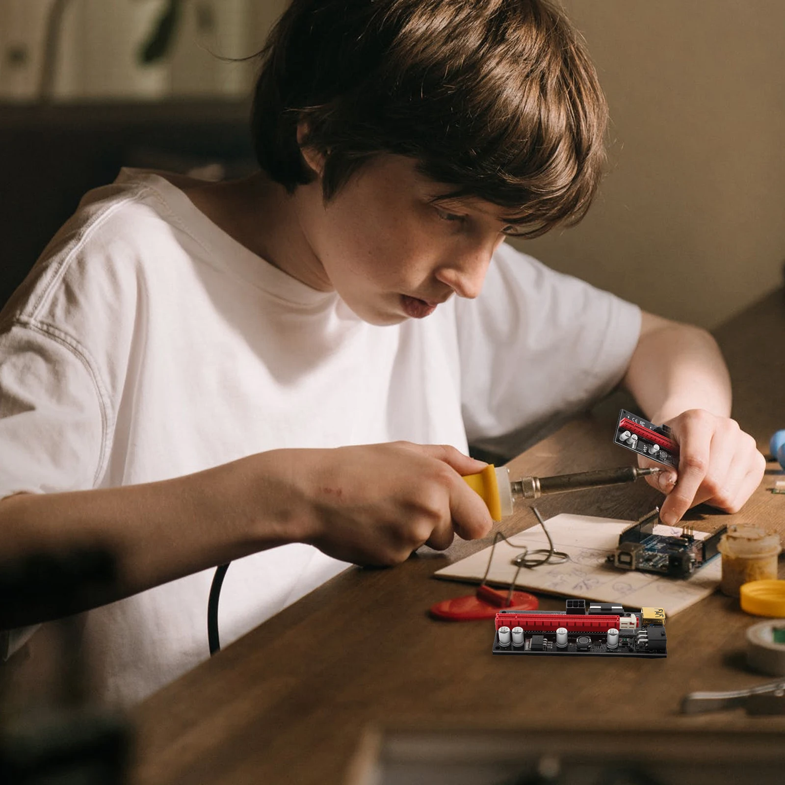 1Set High-Speed Pci Express Extension Adapter 1X to 16X for GPU Mining Riser with Fixed Lock Slot and Enhanced 12V Power Supply