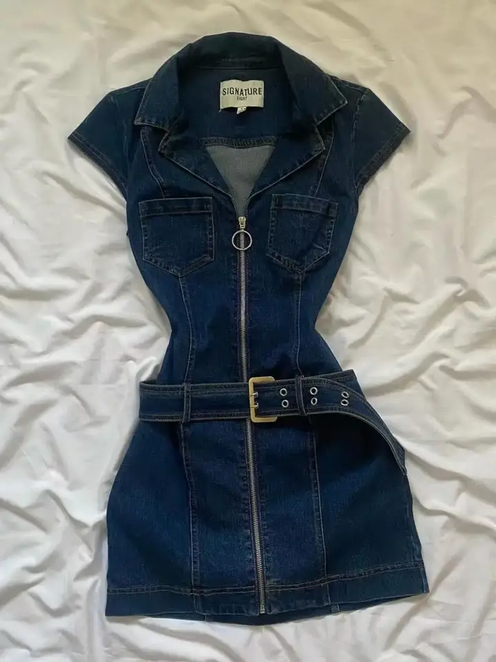 American Retro Blue Denim Skirt Wom