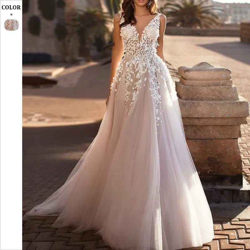 Summer New Women'S Sexy Lace Dress Sleeveless Deep V-Neck Wedding Dress Embroidered Long Skirt
Summer New Women'S Sexy Lace Dress Sleeveless Deep V-Neck Wedding Dress Embroidered Long Skirt