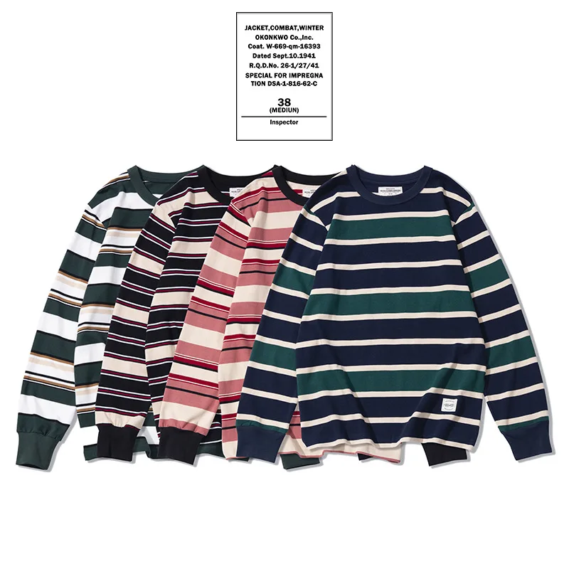 Мужская футболка Kapital Vintage из плотного хлопка (280 г/м²) с круглым вырезом, в полоску, с длинным рукавом, в морском стиле, повседневная, для активного отдыха
Мужская футболка Kapital Vintage из плотного хлопка (280 г/м²) с круглым вырезом, в полоску, с длинным рукавом, в морском стиле, повседневная, для активного отдыха