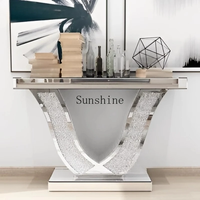 European mirror entrance table table cabinet light luxury living room entrance door against the wall end view table rack
European mirror entrance table table cabinet light luxury living room entrance door against the wall end view table rack