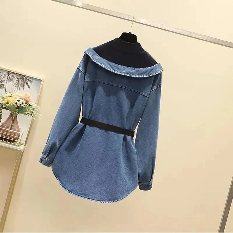 Women's Denim Jacket 2024 Spring Autumn New Fake Two Pieces Appear Thin Ladies Temperament Long Sleeve Female Cowboy Coat
Women's Denim Jacket 2024 Spring Autumn New Fake Two Pieces Appear Thin Ladies Temperament Long Sleeve Female Cowboy Coat