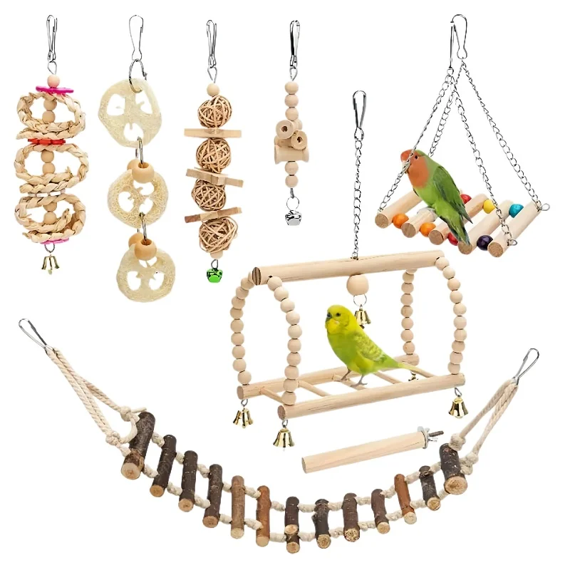 Small Pet Bird Toy Set Parrot Toy Log Color 8-Piece Set Combination to Enhance Feelings Relieve Biting Hair
Small Pet Bird Toy Set Parrot Toy Log Color 8-Piece Set Combination to Enhance Feelings Relieve Biting Hair