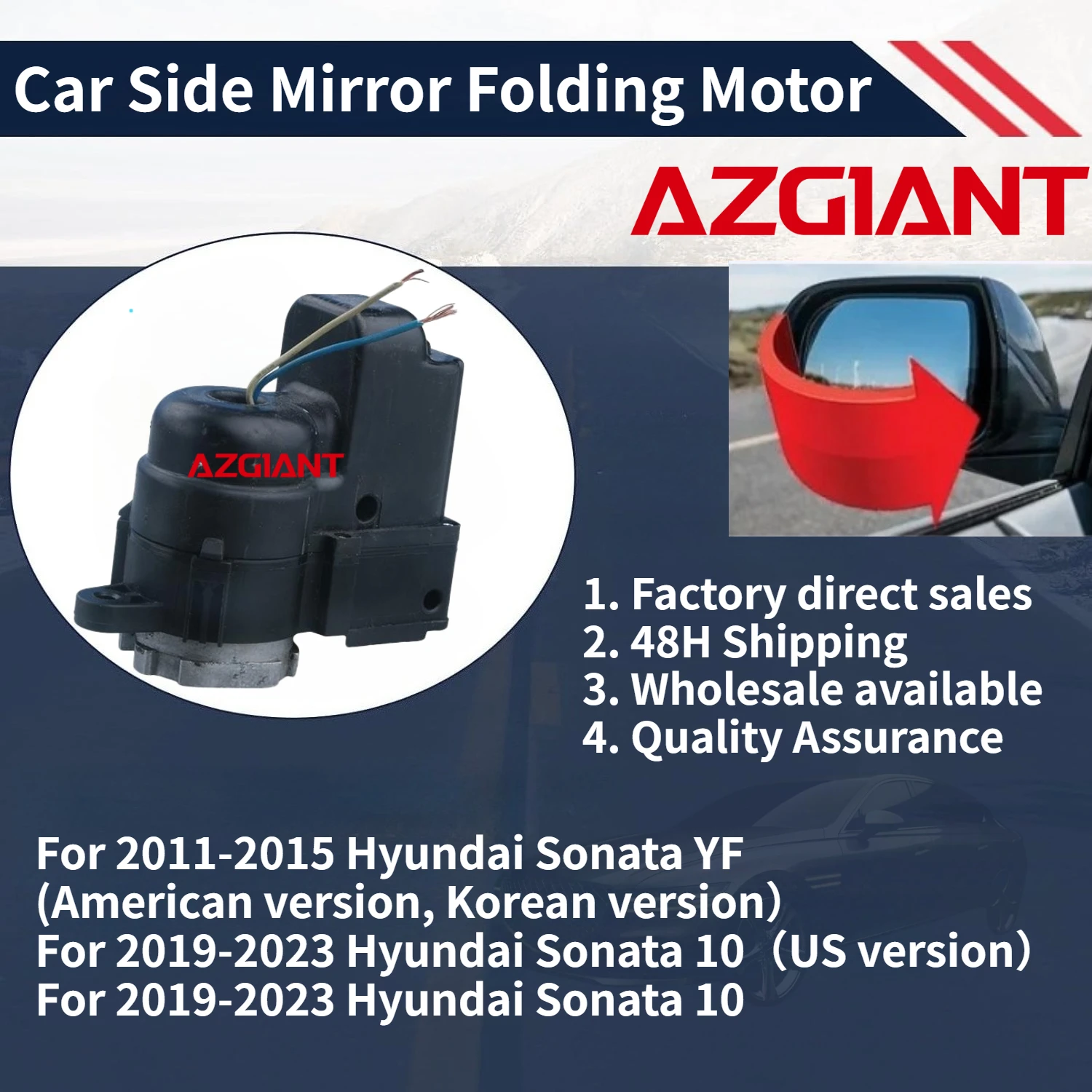 For 2019-2023 Hyundai Sonata 10 Azgiant Car rearview mirror electric folding motor module New Auto Accessories 100% compatible
For 2019-2023 Hyundai Sonata 10 Azgiant Car rearview mirror electric folding motor module New Auto Accessories 100% compatible