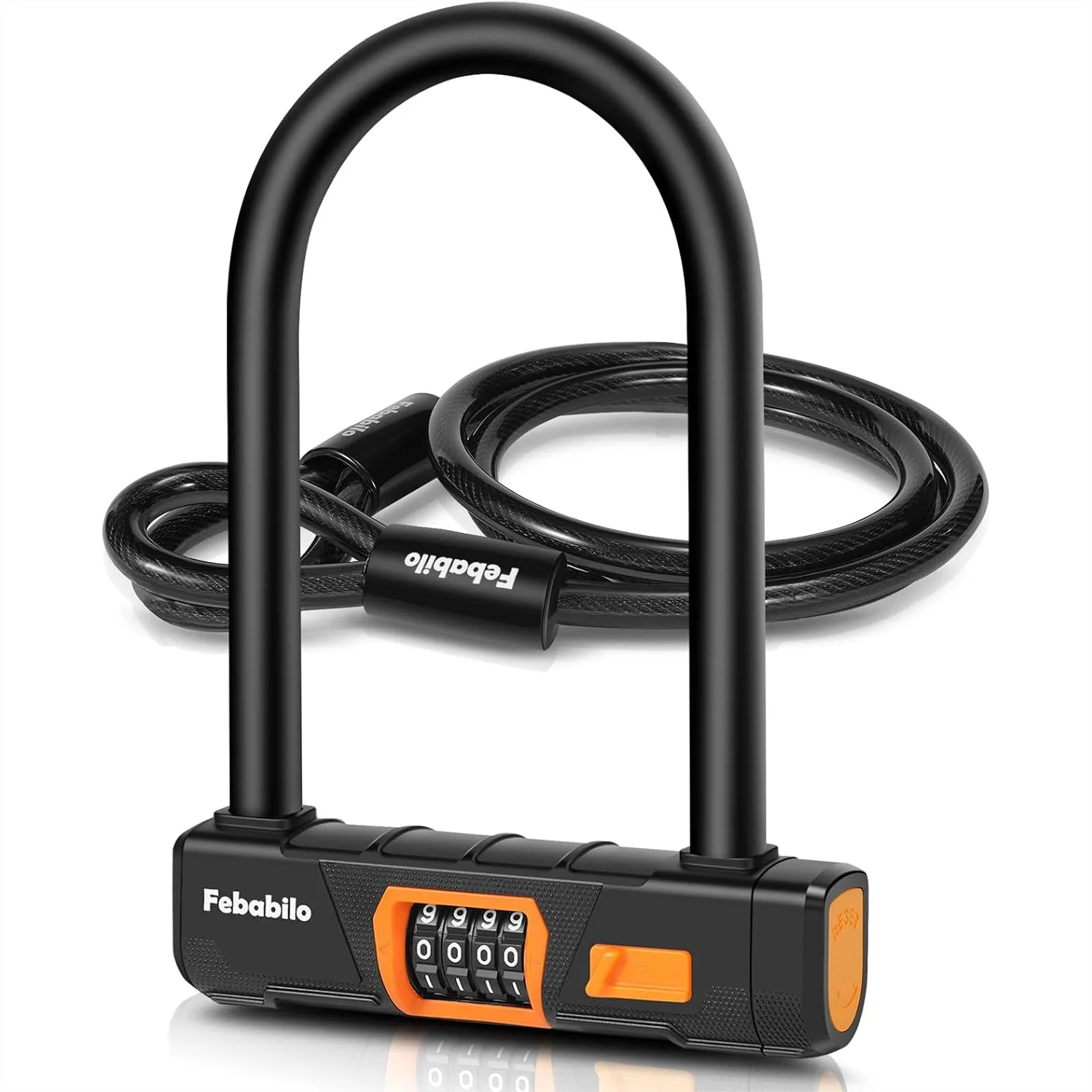 Heavy Duty Bike U Lock with 4-Digit Combo and 5Ft Steel Cable for Bicycle, E-Bike, Scooter
Heavy Duty Bike U Lock with 4-Digit Combo and 5Ft Steel Cable for Bicycle, E-Bike, Scooter