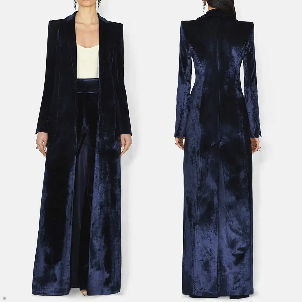 Fashion Velvet Women Pants Suits 2 Pieces Long Jacket Coat Custom Made Birthday Party Wear
Fashion Velvet Women Pants Suits 2 Pieces Long Jacket Coat Custom Made Birthday Party Wear