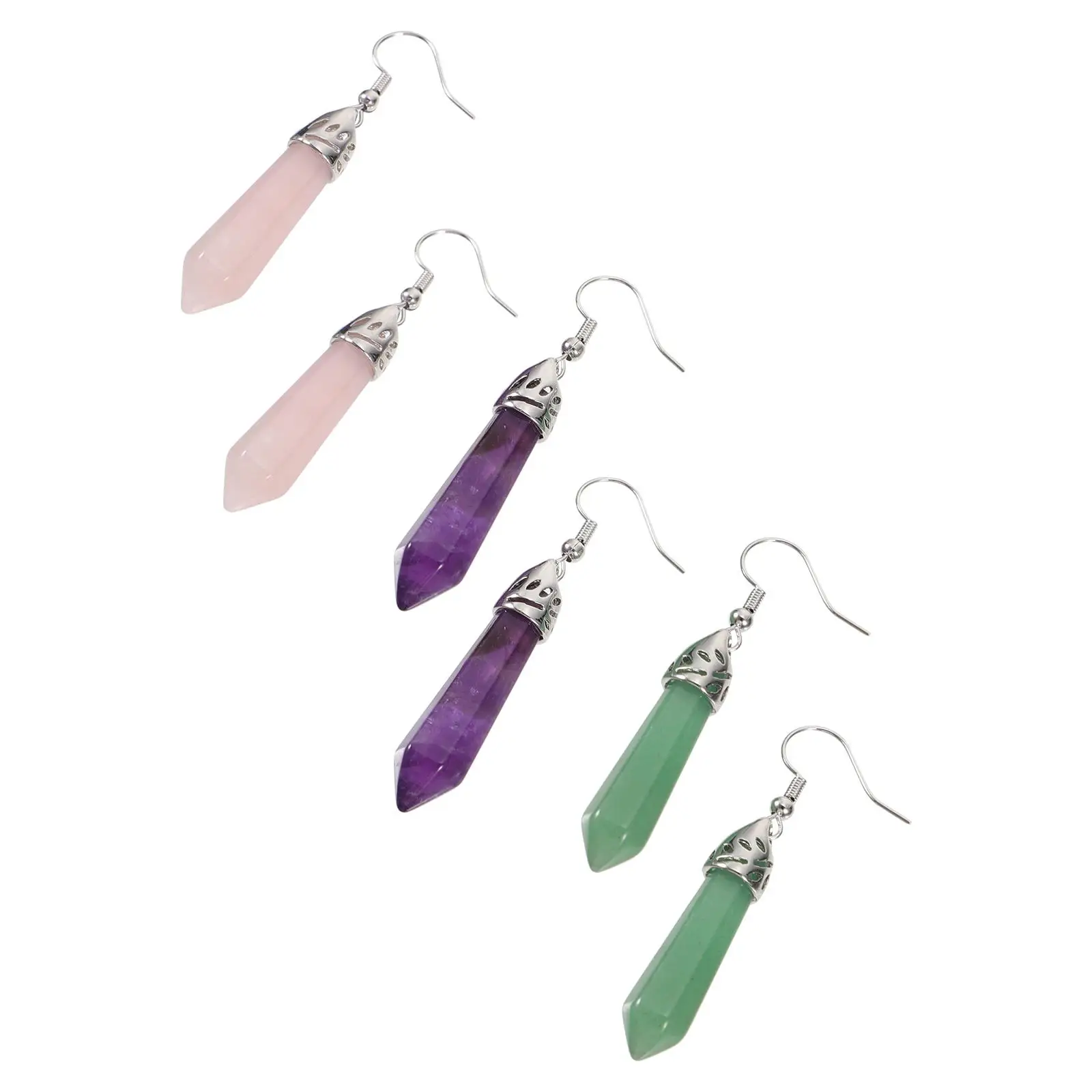 3 Pairs Crystal Earrings Long Natural Stone Decorative Hexagonal Woman Ear Jewelry Fashion Smooth Daily Wear Stylish
3 Pairs Crystal Earrings Long Natural Stone Decorative Hexagonal Woman Ear Jewelry Fashion Smooth Daily Wear Stylish