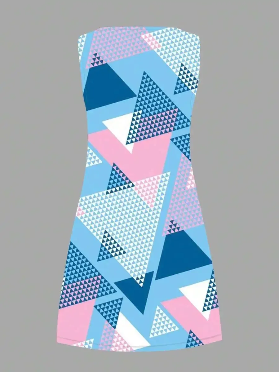 Abstract Triangular Geometric Print Sleeveless Dress In Soft Pastel Tones For Everyday Casual And Light Activity Wear
Abstract Triangular Geometric Print Sleeveless Dress In Soft Pastel Tones For Everyday Casual And Light Activity Wear