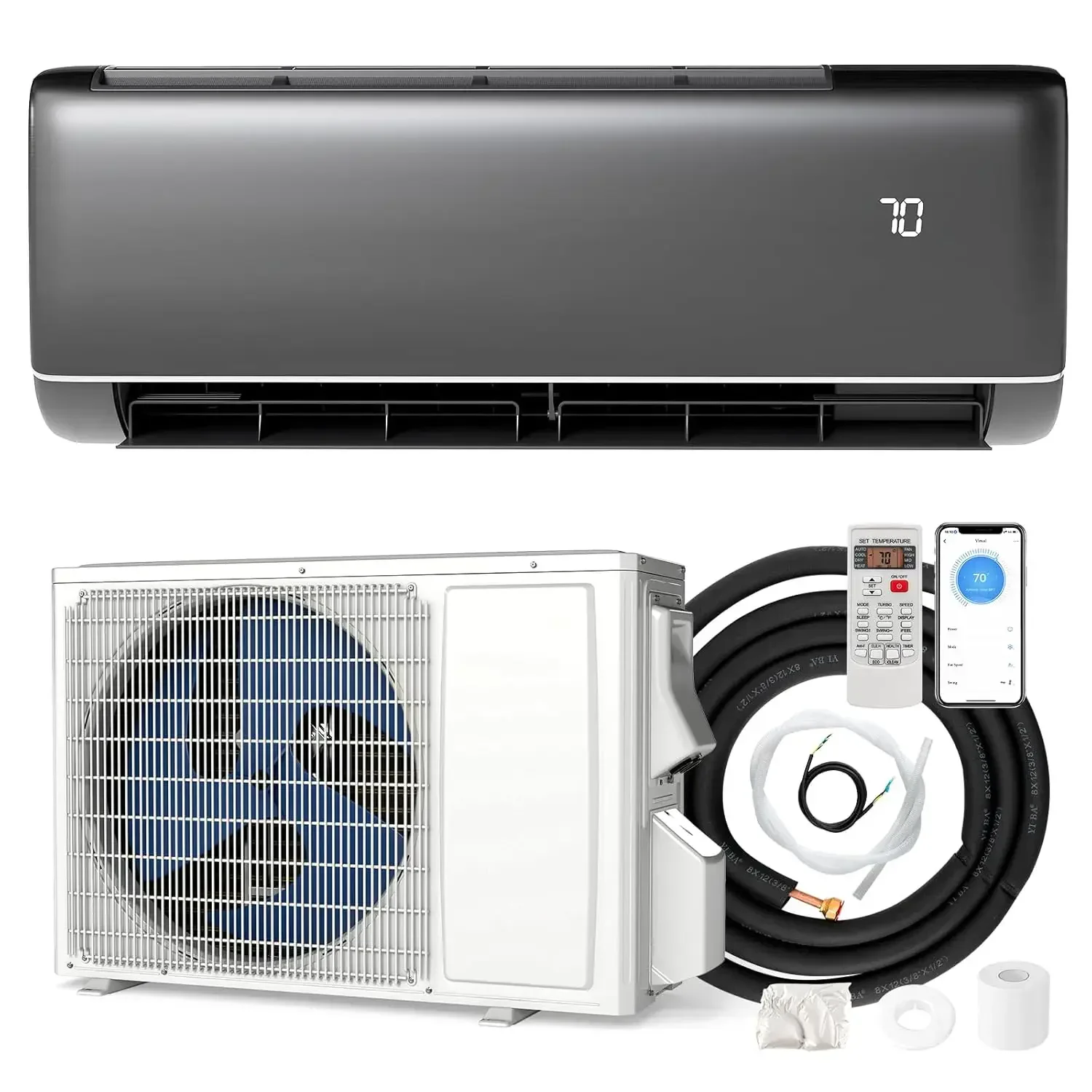 9000 BTU Mini Split Air Conditioner & Heater, 20.5 SEER2 115V Pre-Charged Inverter Heat Pump System with Remote, Customized
9000 BTU Mini Split Air Conditioner & Heater, 20.5 SEER2 115V Pre-Charged Inverter Heat Pump System with Remote, Customized