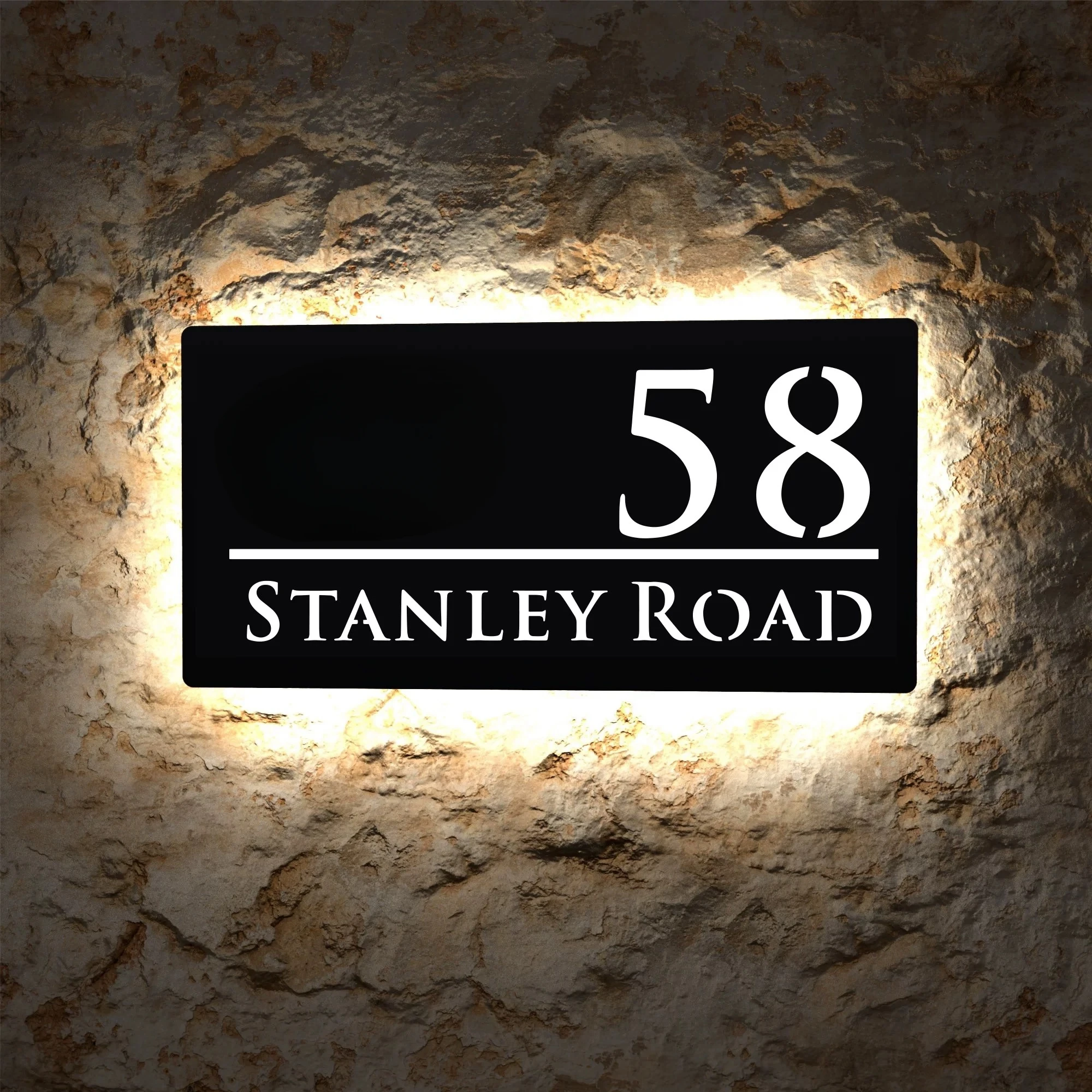 Modern House Number Sign - Illuminated LED Backlit House Address Plaque, Personalized Street Number Sign for Home or Business
Modern House Number Sign - Illuminated LED Backlit House Address Plaque, Personalized Street Number Sign for Home or Business