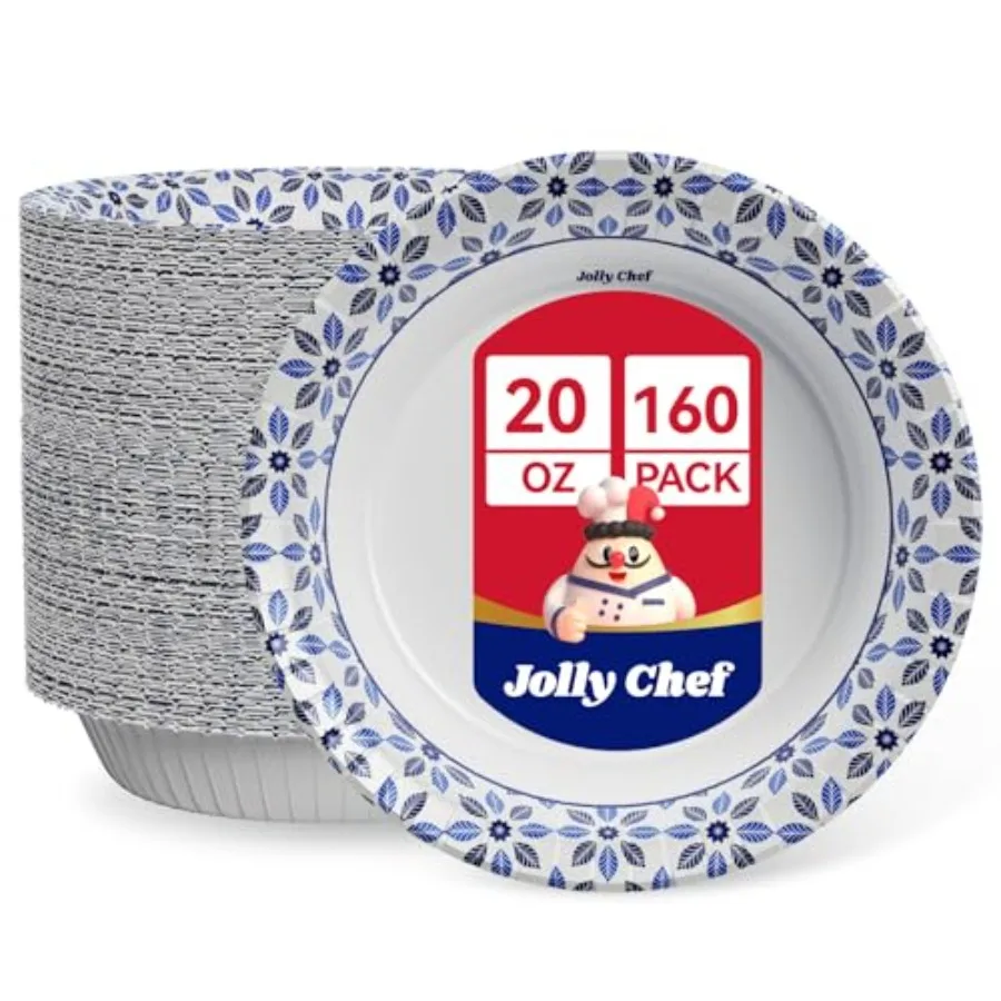 160 Count Paper Bowls 20 oz Soak Proof Heavy Duty Printed Disposable Bowls Bulk for Dinner or Lunch
160 Count Paper Bowls 20 oz Soak Proof Heavy Duty Printed Disposable Bowls Bulk for Dinner or Lunch