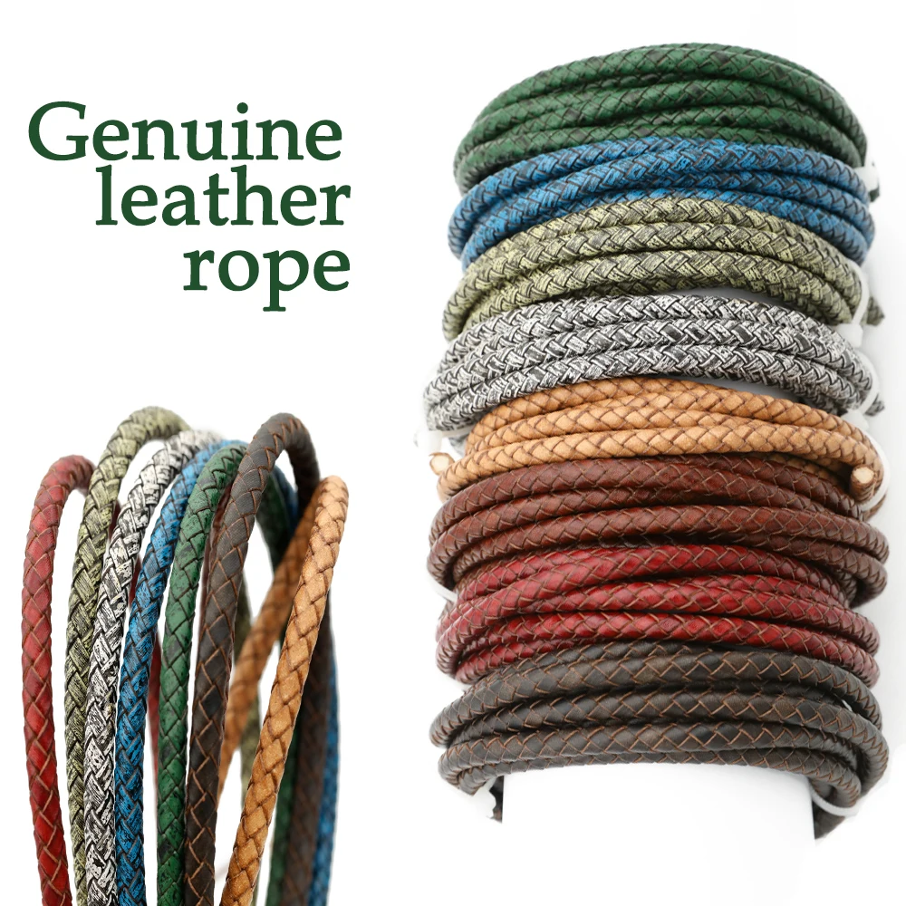 2 meters Braided Genuine Leather Rope Retro Cowhide Cord 6mm Woven Round Leather Rope DIY Bag Strap Bracelet Jewelry Making
2 meters Braided Genuine Leather Rope Retro Cowhide Cord 6mm Woven Round Leather Rope DIY Bag Strap Bracelet Jewelry Making