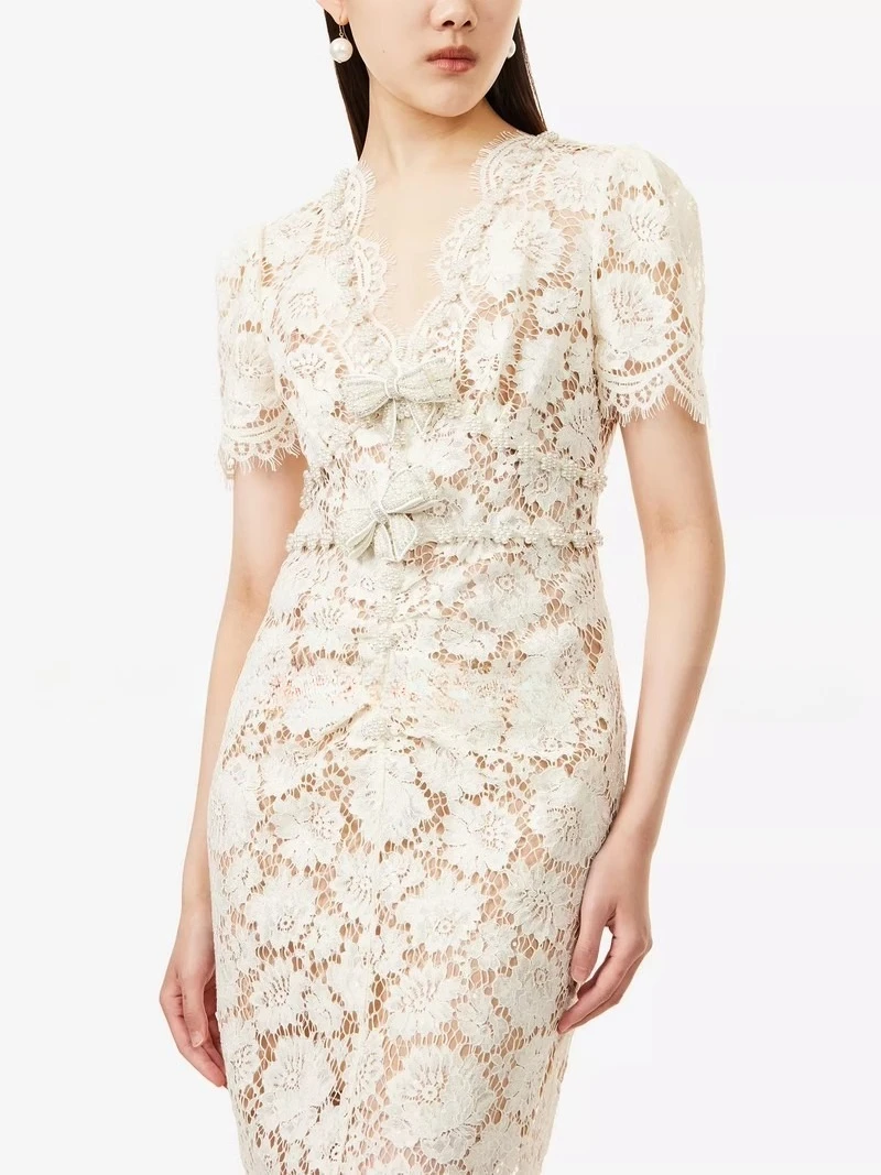 Beige Lace Beading Dress Women Elegant Short Sleeve Patchwork Vintage Clothing Lady Streetwear Holiday Party Vestidos Bodycon
Beige Lace Beading Dress Women Elegant Short Sleeve Patchwork Vintage Clothing Lady Streetwear Holiday Party Vestidos Bodycon
