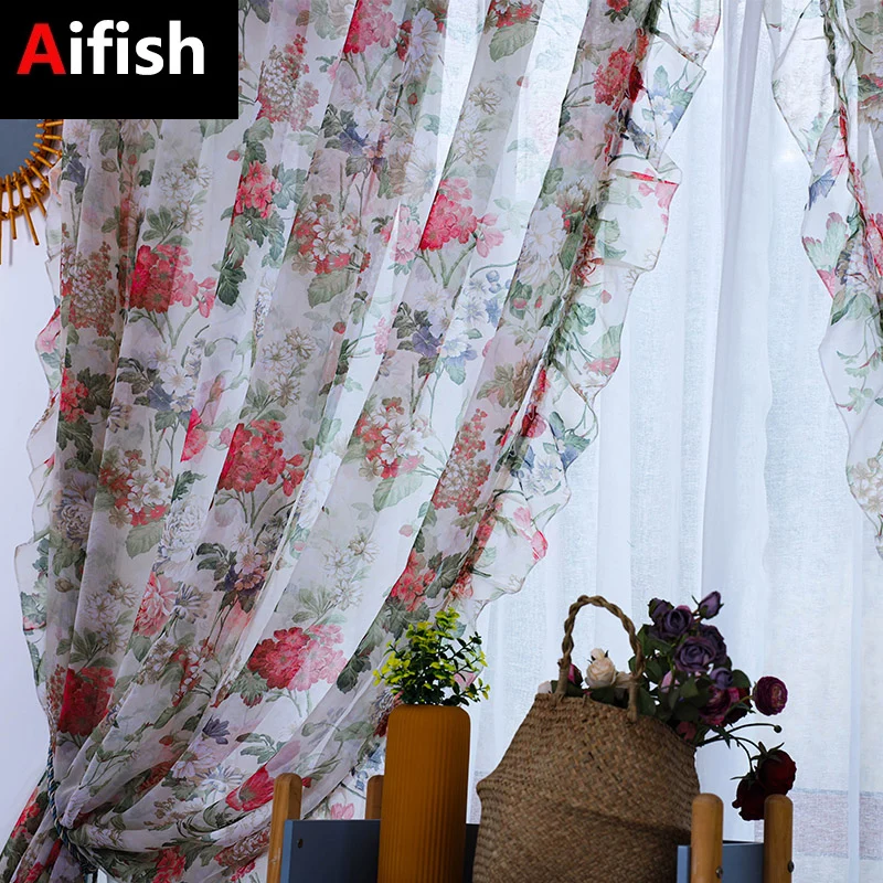Pastoral Flowers Sheer Tulle Curtains for Bedroom Romantic Ruffles Lace Translucent Voile Window Drapes for Living Room Balcony
Pastoral Flowers Sheer Tulle Curtains for Bedroom Romantic Ruffles Lace Translucent Voile Window Drapes for Living Room Balcony