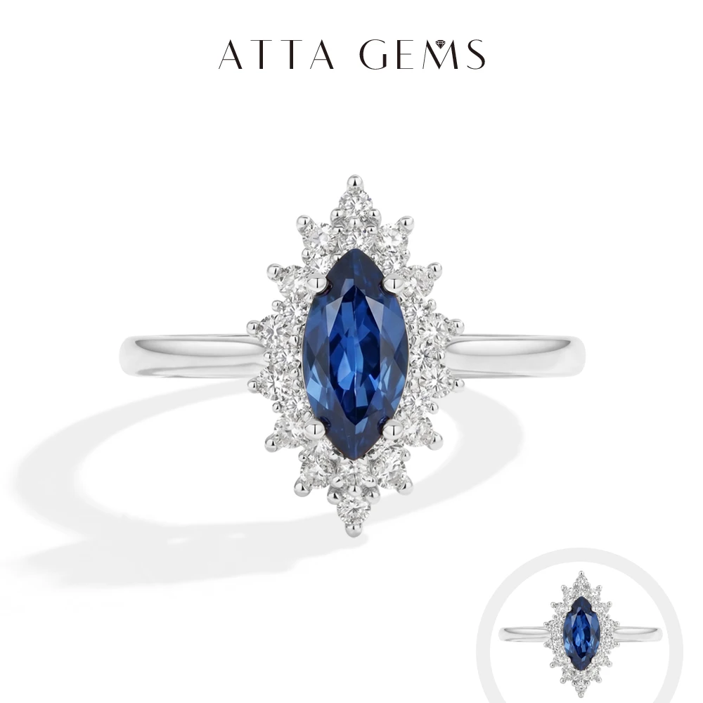 ATTAGEMS Marquise Cut Lab Sapphire Ring S925 Silver Halo Moissanite Engagement Rings for Women Vintage Wedding Fine Jewelry Gift
ATTAGEMS Marquise Cut Lab Sapphire Ring S925 Silver Halo Moissanite Engagement Rings for Women Vintage Wedding Fine Jewelry Gift
