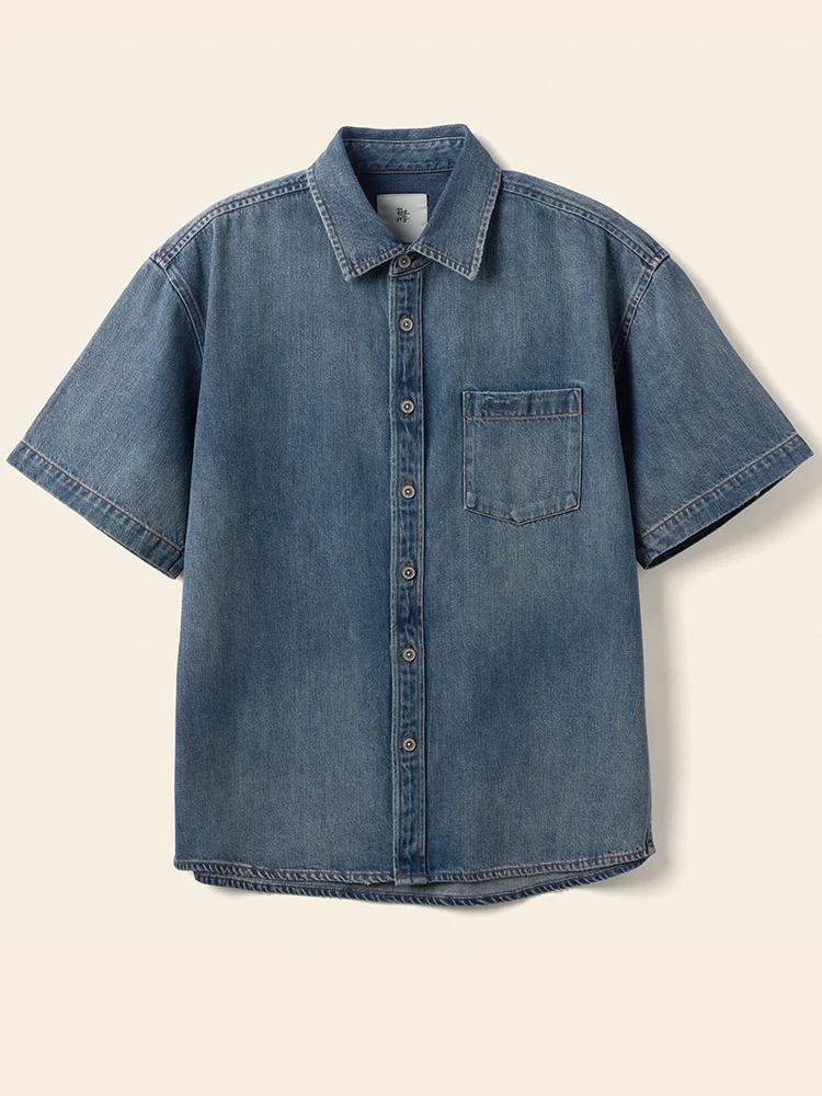 SIMWOOD High Standard Summer New Oversize Short Sleeve Washed Vintage Denim Shirts Men Fashion 9oz Fabric Shirts
SIMWOOD High Standard Summer New Oversize Short Sleeve Washed Vintage Denim Shirts Men Fashion 9oz Fabric Shirts