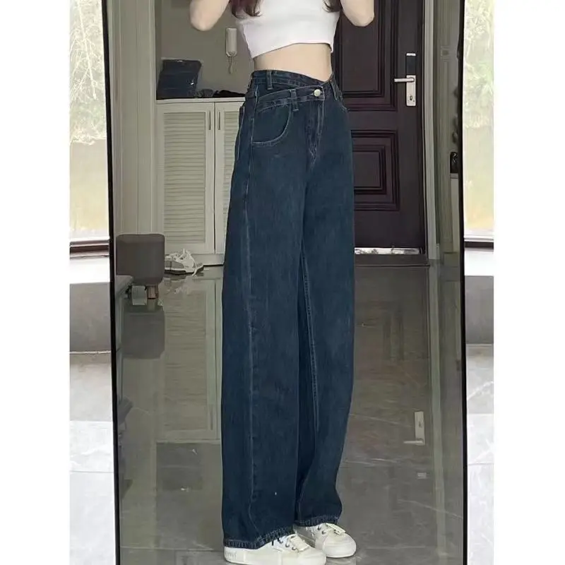 Vintage Asymmetrical Waist Straight Jeans Womens Loose Denim Pants 2024 Casual Wide Leg Jean Pants Streetwear Mom Jeans Q235
Vintage Asymmetrical Waist Straight Jeans Womens Loose Denim Pants 2024 Casual Wide Leg Jean Pants Streetwear Mom Jeans Q235