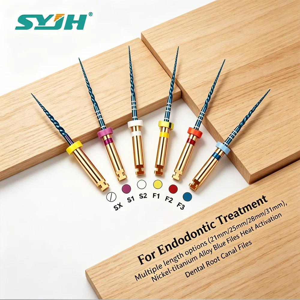 SYJH 60pcs Nickel-titanium Heat Activation Blue Files 19/21/25/31mm Rotary Endodontic Root Canal Cleaning Tool for Dentist
SYJH 60pcs Nickel-titanium Heat Activation Blue Files 19/21/25/31mm Rotary Endodontic Root Canal Cleaning Tool for Dentist