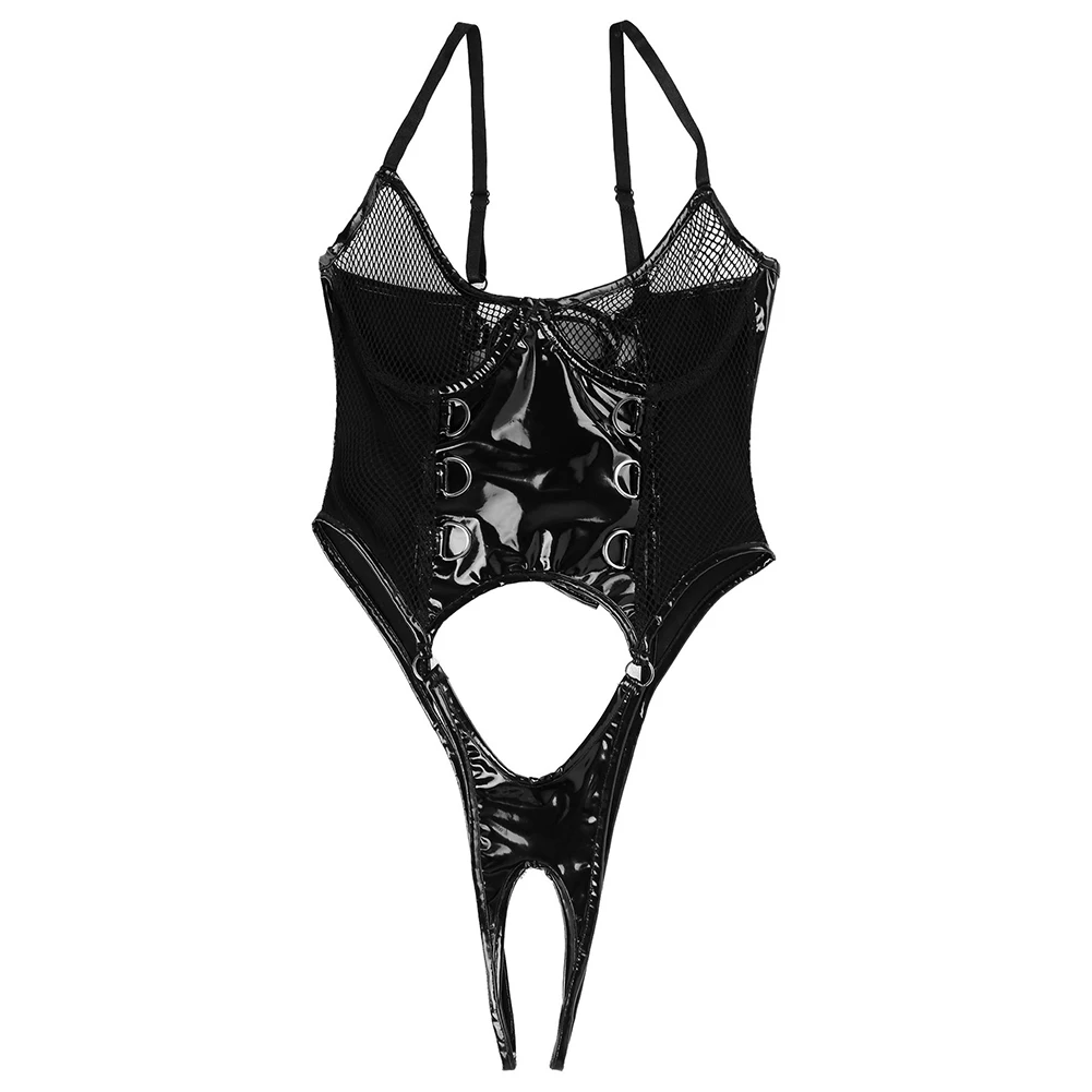 Сексуальный женский комбинезон из искусственной кожи, прозрачное ультратонкое белье, сетчатый комбинезон с эффектом влажного блеска, эротическая одежда для сна с вырезами
Сексуальный женский комбинезон из искусственной кожи, прозрачное ультратонкое белье, сетчатый комбинезон с эффектом влажного блеска, эротическая одежда для сна с вырезами