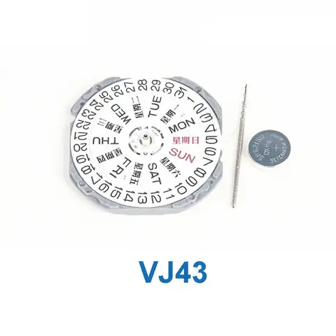 For Hattori VJ43 Watch Movement Accessories Replacement 3-Hands Dual Calendar Quartz Watch Movement With Battery Day