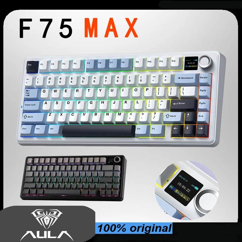 ULA F75 MAX 75% Wireless Mechanical Keyboard with TFT Screen Knob Hot Swappable Wired/Bluetooth/2.4G E-sports Gaming Keyboard
ULA F75 MAX 75% Wireless Mechanical Keyboard with TFT Screen Knob Hot Swappable Wired/Bluetooth/2.4G E-sports Gaming Keyboard