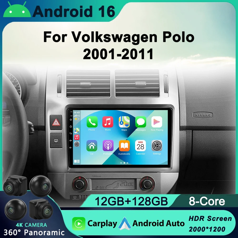 Android 16 Carplay radio For Volkswagen Polo Mk4 IV 2001-2009 Car stereo Multimedia Player android Auto GPS navigation 2DIN DSP
Android 16 Carplay radio For Volkswagen Polo Mk4 IV 2001-2009 Car stereo Multimedia Player android Auto GPS navigation 2DIN DSP