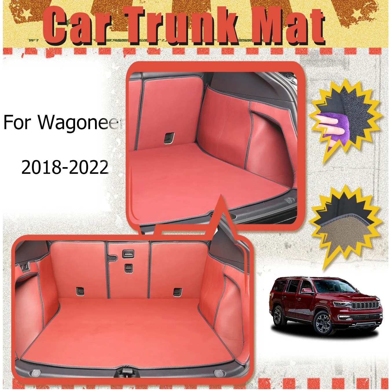 For Jeep For Wagoneer 2018-2022 Car Trunk Mat Full Encirclement thickened three-layer PVC anti-slip wear-resistant waterproof
For Jeep For Wagoneer 2018-2022 Car Trunk Mat Full Encirclement thickened three-layer PVC anti-slip wear-resistant waterproof