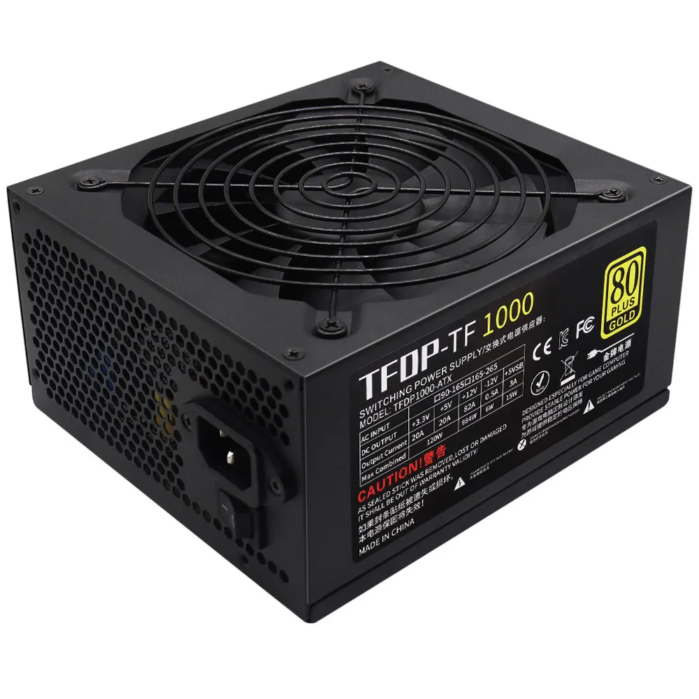 Источник питания ATX мощностью 1000 Вт, немодульный игровой блок питания 80 Plus Gold, полное напряжение 100–240 В, активный PFC для сервера настольных ПК
Источник питания ATX мощностью 1000 Вт, немодульный игровой блок питания 80 Plus Gold, полное напряжение 100–240 В, активный PFC для сервера настольных ПК