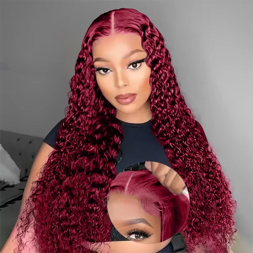 200 Density 99j Burgundy 30 40 Inch HD 13x6 Lace Frontal Wigs Human Hair Transparent Preplucked Red Colored Deep Wave Remy Hair
200 Density 99j Burgundy 30 40 Inch HD 13x6 Lace Frontal Wigs Human Hair Transparent Preplucked Red Colored Deep Wave Remy Hair