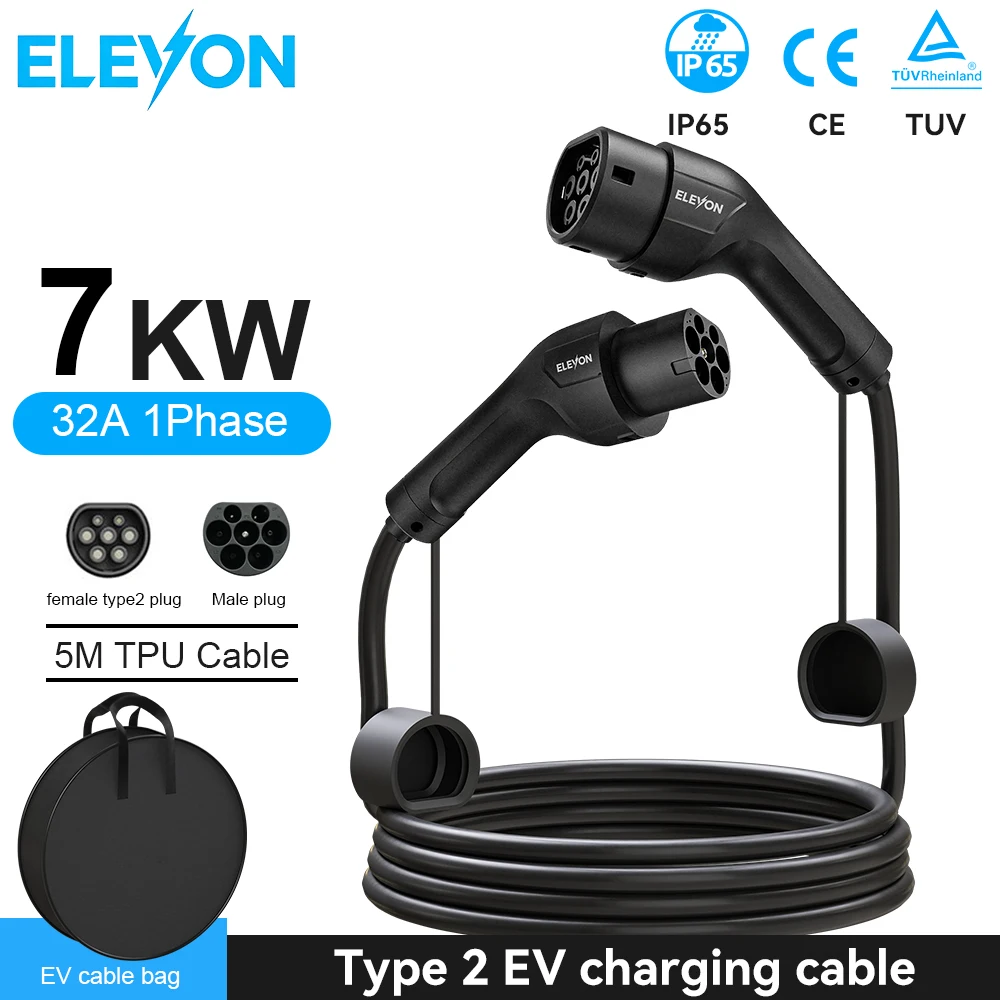 ELEVON EV Charging Cable Type2 To Type2 EV Charger 32A 7KW EV Cable IEC62196-2 Female To Male Plug EVES Charging Stations 5M
ELEVON EV Charging Cable Type2 To Type2 EV Charger 32A 7KW EV Cable IEC62196-2 Female To Male Plug EVES Charging Stations 5M