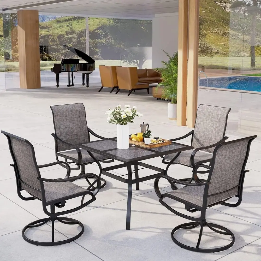 5-Piece Outdoor Patio Furniture Set with Umbrella Hole for Deck, Backyard, and Garden Dining
5-Piece Outdoor Patio Furniture Set with Umbrella Hole for Deck, Backyard, and Garden Dining