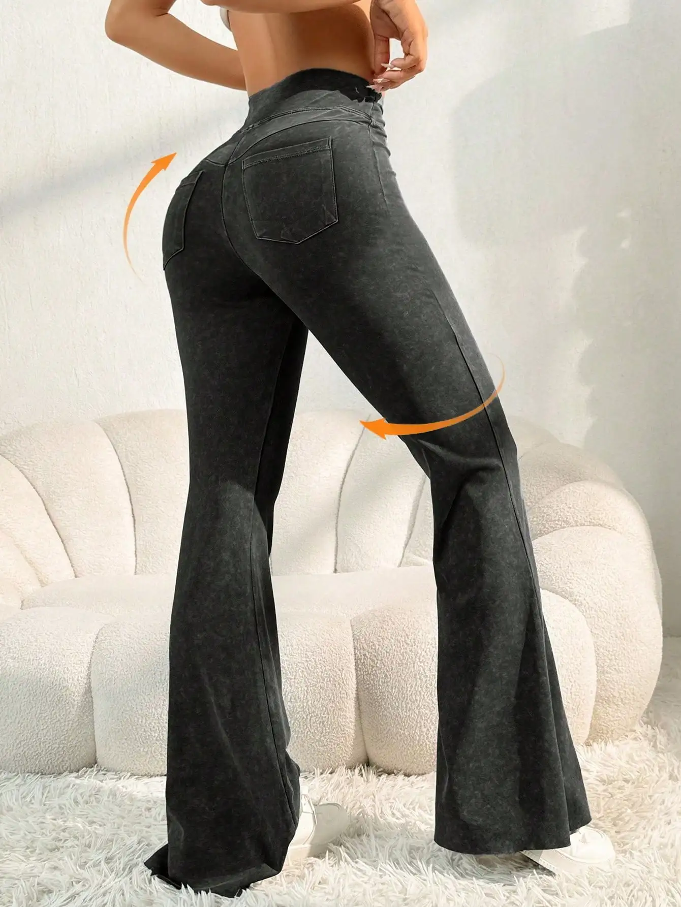 Women High Waist Flared Jeans With Pockets Butt Lifting Distressed Style
Women High Waist Flared Jeans With Pockets Butt Lifting Distressed Style