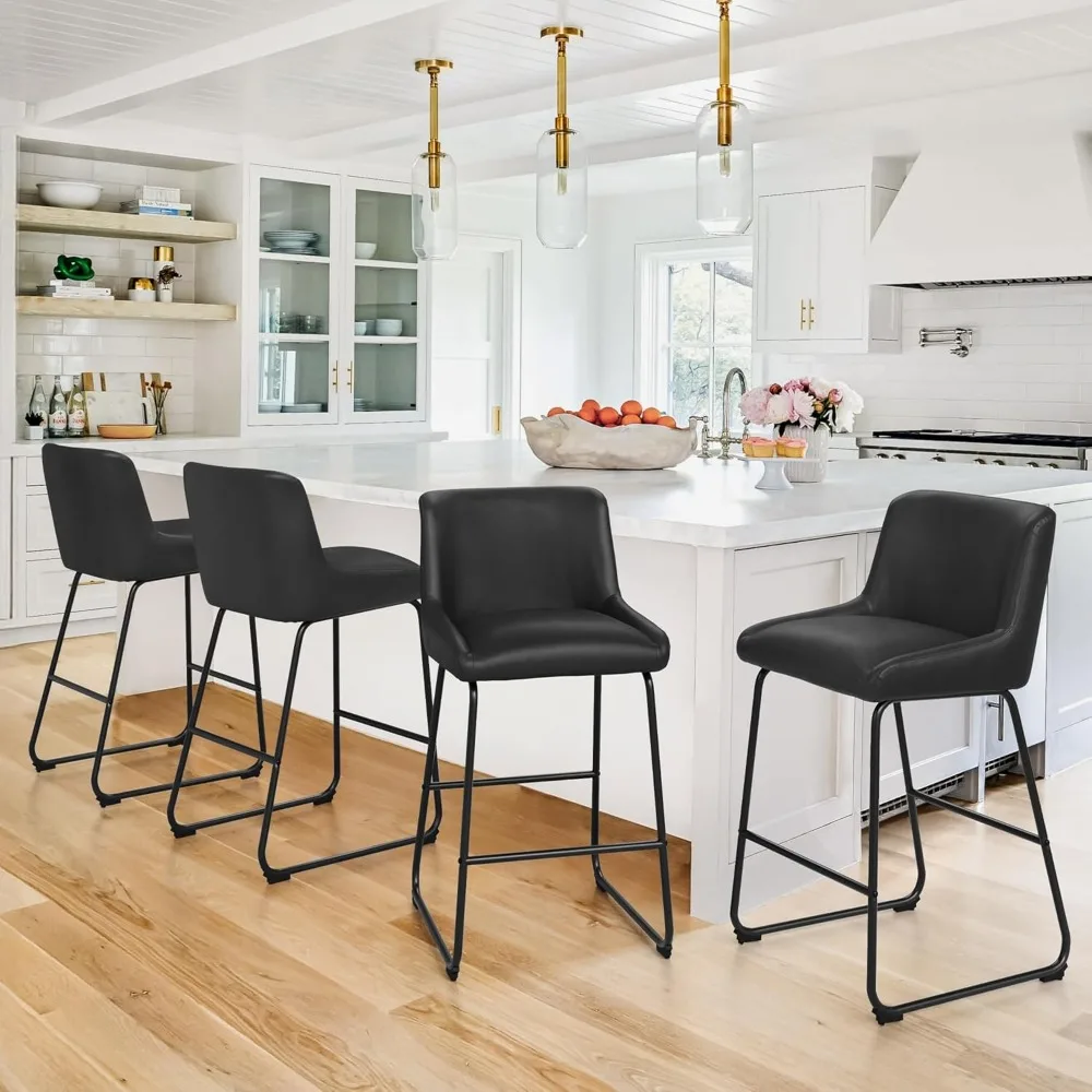 26 Inch Bar Stools Set of 4, Faux Leather Upholstered Barstools, Counter Height Bar Stools with Back, Comfortable Bar Chairs
26 Inch Bar Stools Set of 4, Faux Leather Upholstered Barstools, Counter Height Bar Stools with Back, Comfortable Bar Chairs