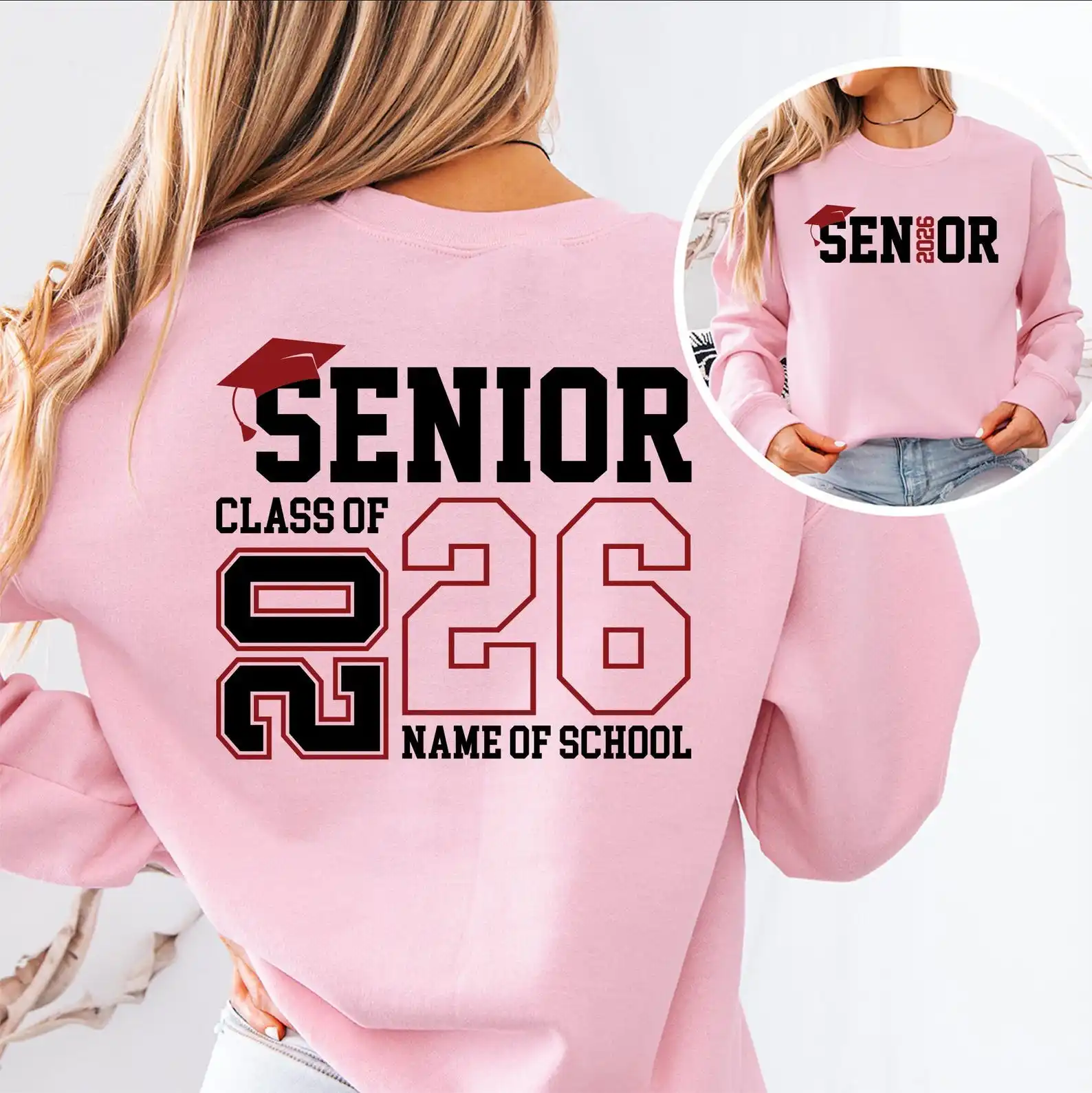 Fashion Custom Sweatshirts Women Men Design School Name Your name Senior Sweater Crewneck Solid Color Loose Daily Fashion Tops
Fashion Custom Sweatshirts Women Men Design School Name Your name Senior Sweater Crewneck Solid Color Loose Daily Fashion Tops