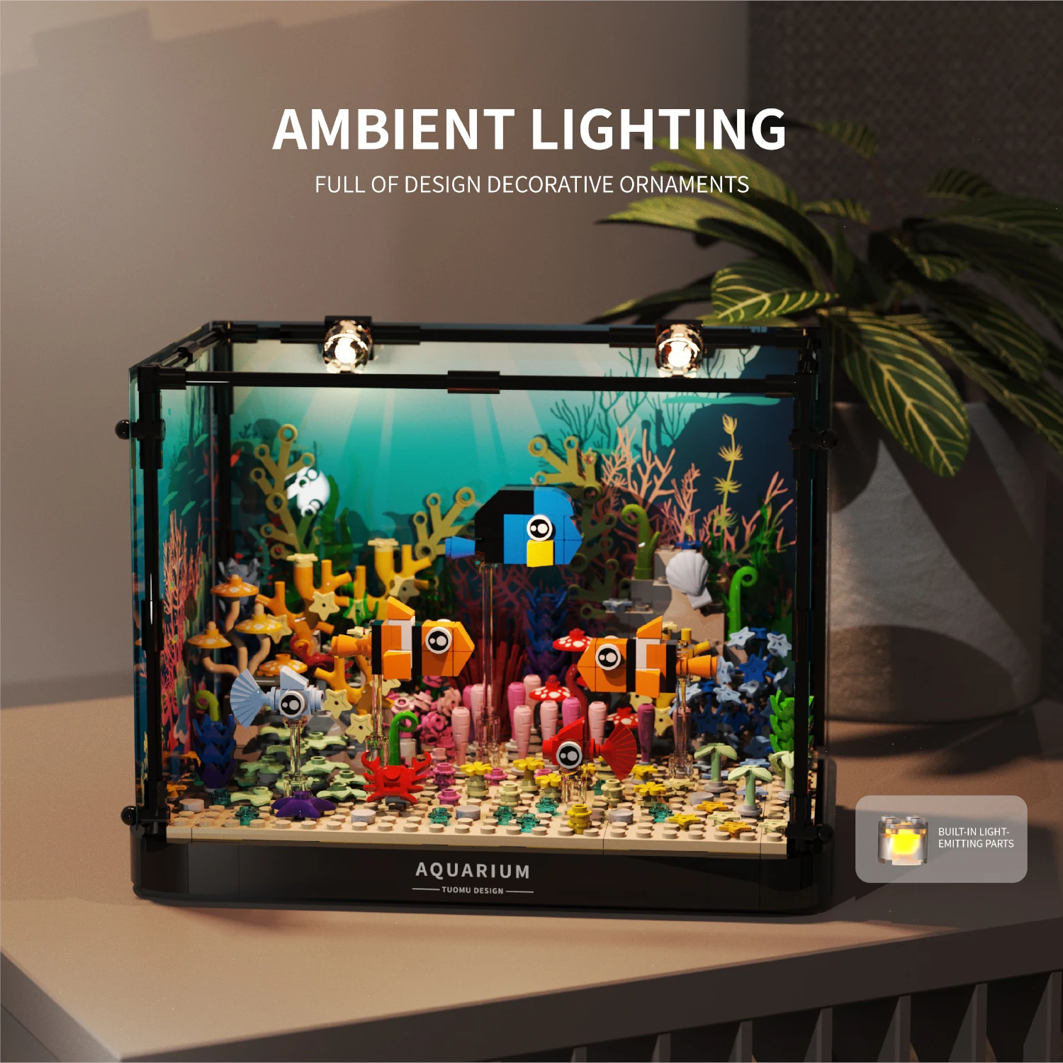 DIY Fish Tank Aquarium 570PCS Brick Light Clownfish Coral Crab Starfish Desktop Decor Building Blocks Model Toys Birthday Gift
DIY Fish Tank Aquarium 570PCS Brick Light Clownfish Coral Crab Starfish Desktop Decor Building Blocks Model Toys Birthday Gift