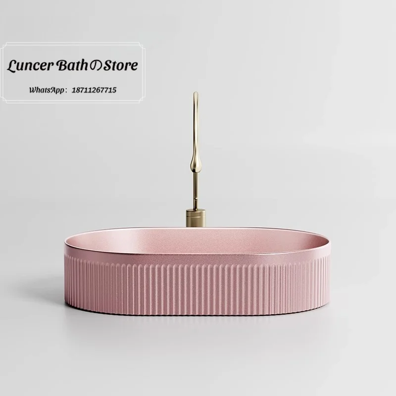 Metallic Berry Pink Ceramic Vessel Sink, Designer Colorful Integrated Art Wash Basin for Home Bathroom Decor
Metallic Berry Pink Ceramic Vessel Sink, Designer Colorful Integrated Art Wash Basin for Home Bathroom Decor