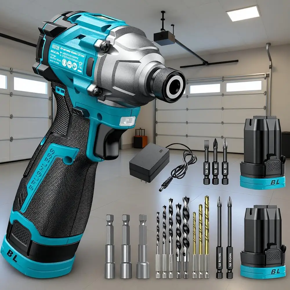 16.8V Impact Driver Kit, 1/4 Hex Cordless Impact Driver Set & 2x2.0Ah Batteries, 150N.m Max Torque (1327 In-lbs) Brushless Power
16.8V Impact Driver Kit, 1/4 Hex Cordless Impact Driver Set & 2x2.0Ah Batteries, 150N.m Max Torque (1327 In-lbs) Brushless Power