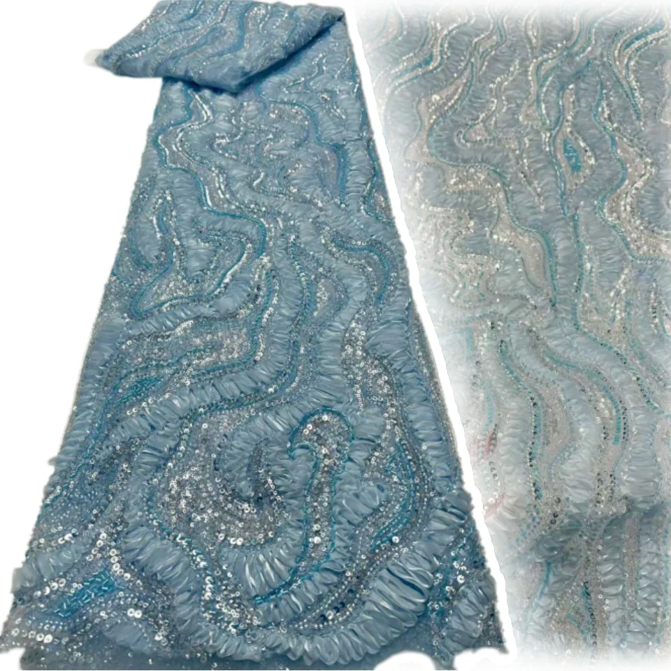 High-Quality 3D Tulle Beaded Lace Fabric From Nigeria, 2026; African Sequined Mesh Lace Fabric Suitable For Wedding Dress 2330
High-Quality 3D Tulle Beaded Lace Fabric From Nigeria, 2026; African Sequined Mesh Lace Fabric Suitable For Wedding Dress 2330