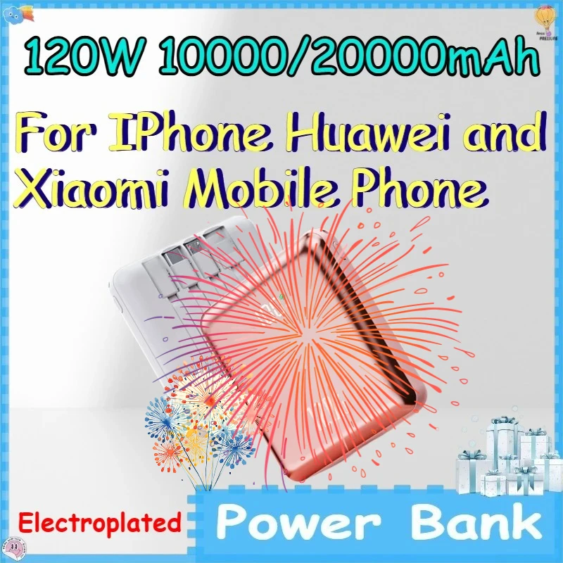 120W 10000/20000mAh Power Bank for IPhone Huawei and Xiaomi Mobile Phones Lightweight Powerbank with Built-in Cable
120W 10000/20000mAh Power Bank for IPhone Huawei and Xiaomi Mobile Phones Lightweight Powerbank with Built-in Cable