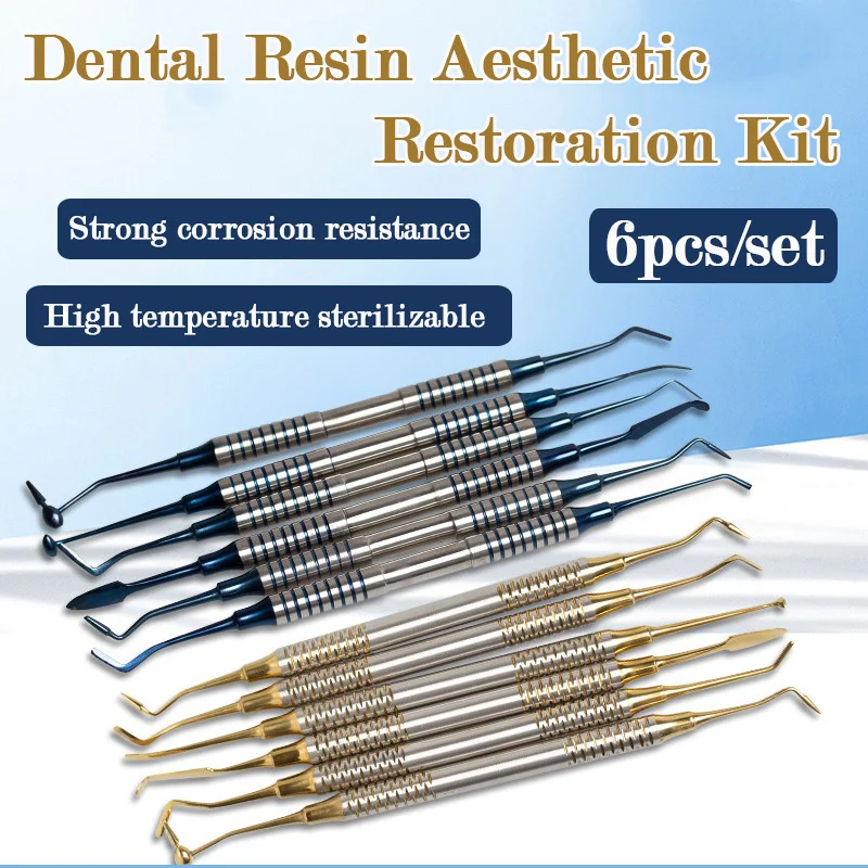 6 pcs/set Dental Instrument Materials Composite Resin Filling Titanium Plated Resin Filling Handle
6 pcs/set Dental Instrument Materials Composite Resin Filling Titanium Plated Resin Filling Handle