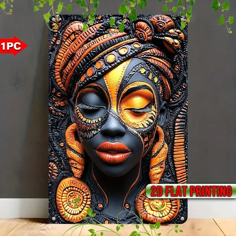 3D African Woman Iron Wall Art, UV Printed African Face Home Decor for Living Room Kitchen Bathroom Bedroom Wall Hanging House D
3D African Woman Iron Wall Art, UV Printed African Face Home Decor for Living Room Kitchen Bathroom Bedroom Wall Hanging House D