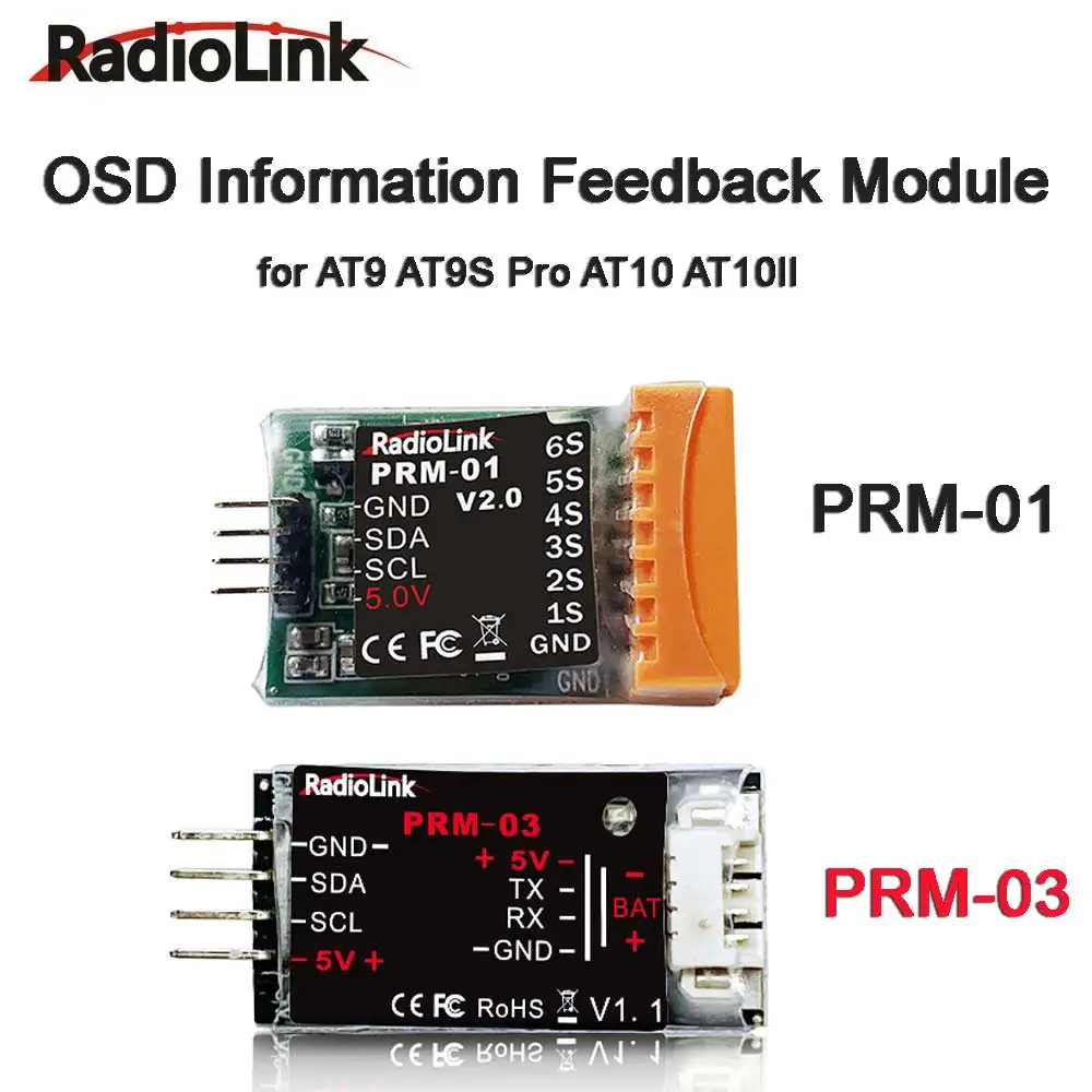 Radiolink PRM-01 PRM-03 OSD Data/Voltage/Information Feedback Module GPS Height Speed and Voltage for AT9 AT9S Pro AT10 AT10II
Radiolink PRM-01 PRM-03 OSD Data/Voltage/Information Feedback Module GPS Height Speed and Voltage for AT9 AT9S Pro AT10 AT10II