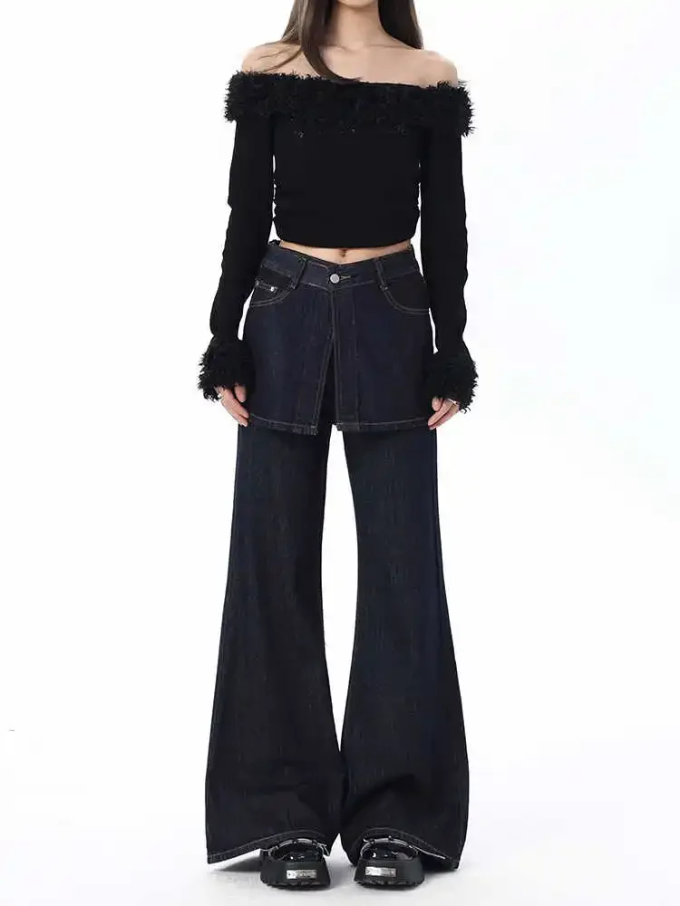 Vintage Fake Two Pieces Patchwork Wide Leg Jeans Women Grunge Japanese Harajuku Trashy Y2K Denim Pants Cyber Punk Trousers
Vintage Fake Two Pieces Patchwork Wide Leg Jeans Women Grunge Japanese Harajuku Trashy Y2K Denim Pants Cyber Punk Trousers