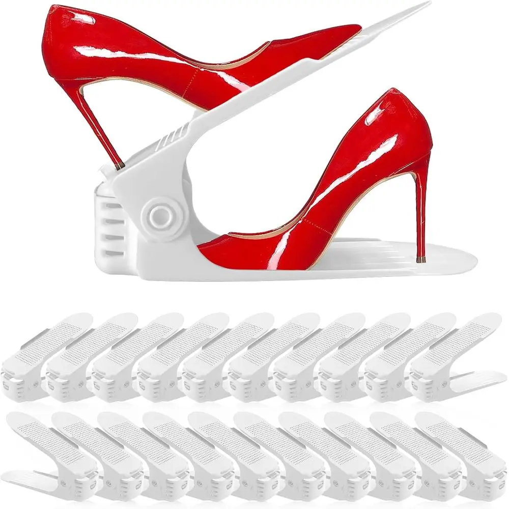 20 Pack Shoe Stackers, Space Savers 50%, 4 Levels Adjustable, Double Layer Holders for Closet, White
20 Pack Shoe Stackers, Space Savers 50%, 4 Levels Adjustable, Double Layer Holders for Closet, White