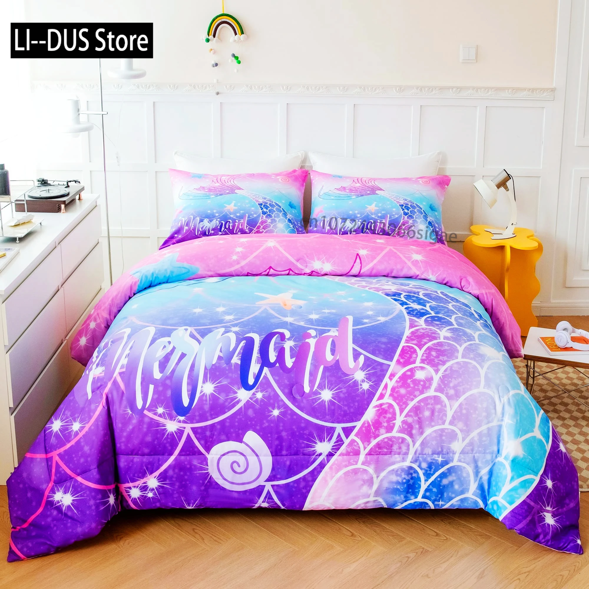 Girls Mermaid Comforter Set Twin Size Fish Scale Bedding Set 3Pcs Bedroom Decor Quilt Cover With 2 Pillowcase Twin Full Size
Girls Mermaid Comforter Set Twin Size Fish Scale Bedding Set 3Pcs Bedroom Decor Quilt Cover With 2 Pillowcase Twin Full Size